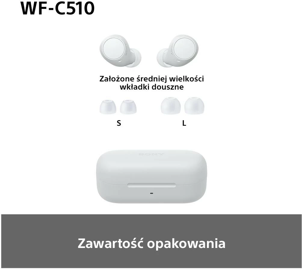 In-ear slušalke Sony WF-C510, Bluetooth 5.3, bele