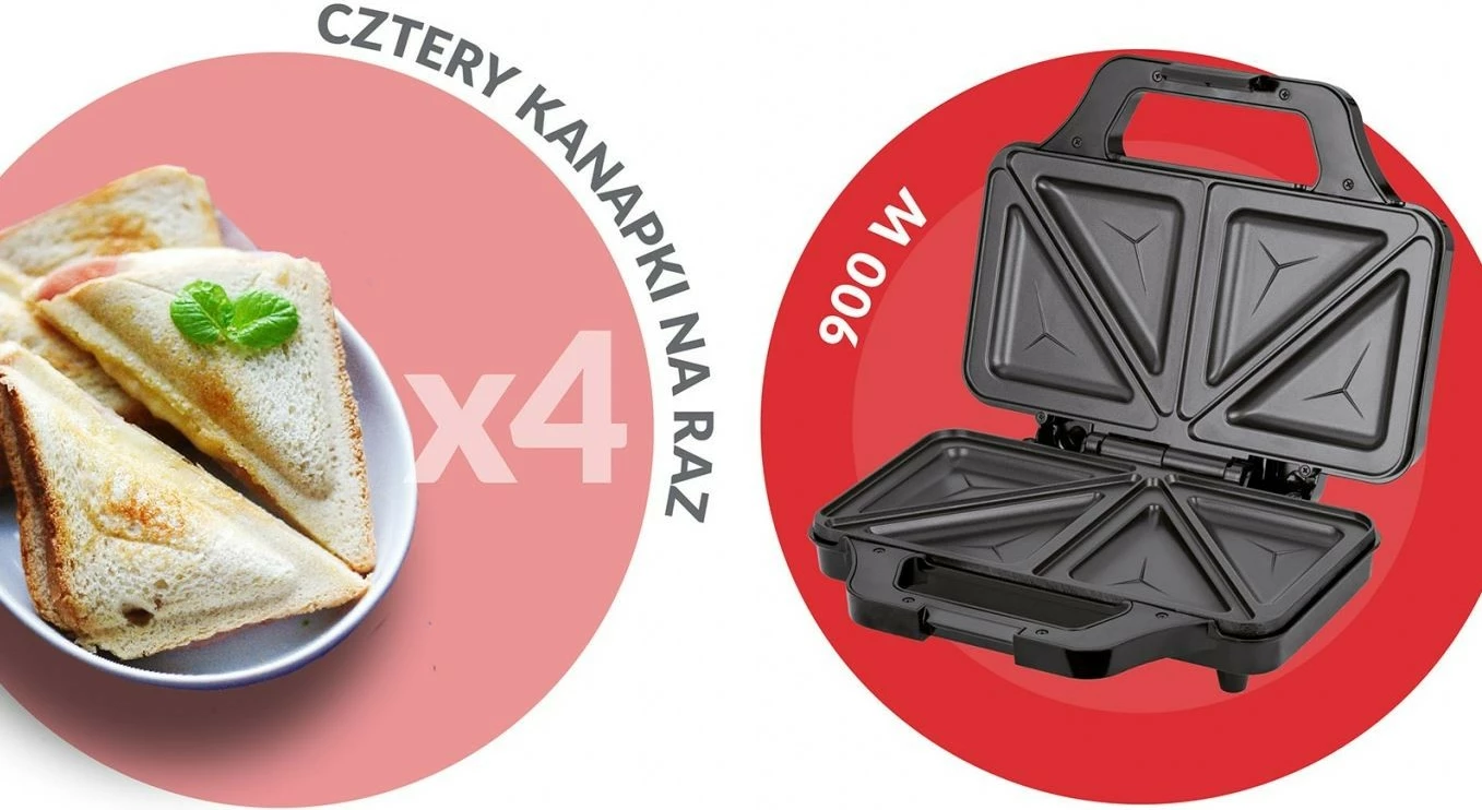 Toster za sendviče MPM MOP-45M, 900 W, črn/srebrn