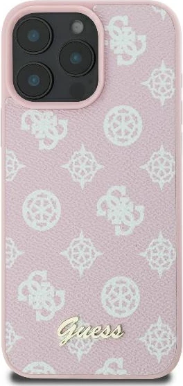 Ovitek za telefon Peony Script Logo MagSafe Guess za iPhone 16 Pro, roza