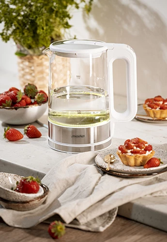 Električni čajnik iz stekla Mesko MS1301, 1,7 L, nadzor temperature, LED, bel