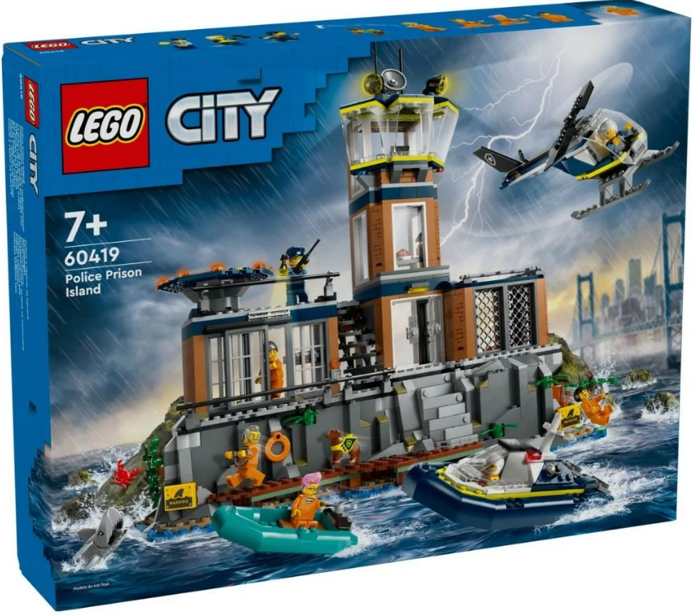 Gradbeni set LEGO City Prison Island 60419, 980 kosov, plastika