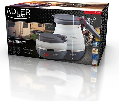 Električni čajnik 0,6 L, 750 W, črn in bel Adler AD 1279