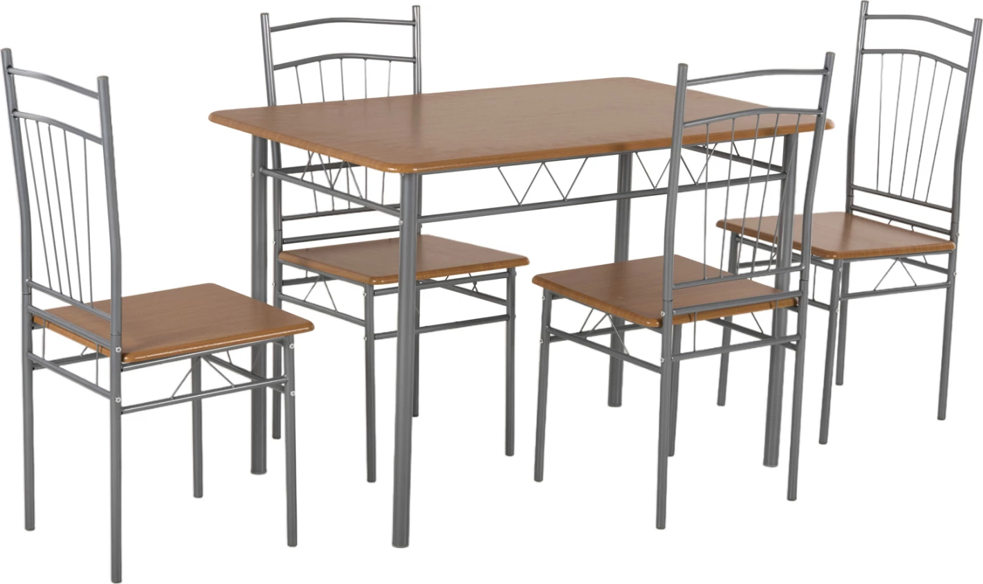 Jedilni set 5 kosov PEARY FH9416.12 srebrna kovina-MDF v barvi sonama 110x60x74Hcm