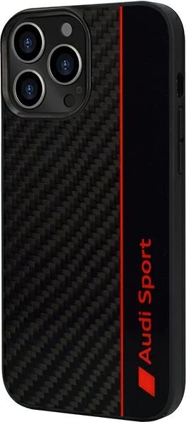 Ovitek z vzorcem ogljikovih vlaken Audi Carbon Fiber Stripe za iPhone 13 Pro / 13 6,1", črn