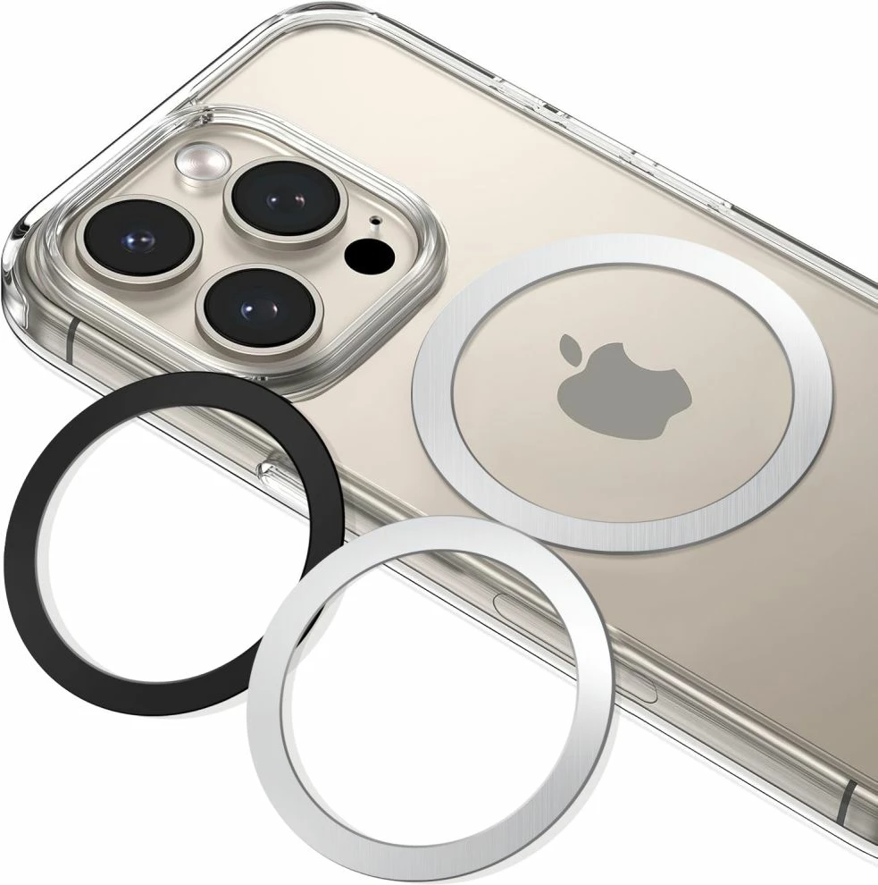 Magnetni obroč 2-v-1 z MagSafe, Tech‑Protect MMP-110, srebrno-črn, set 2 kosa