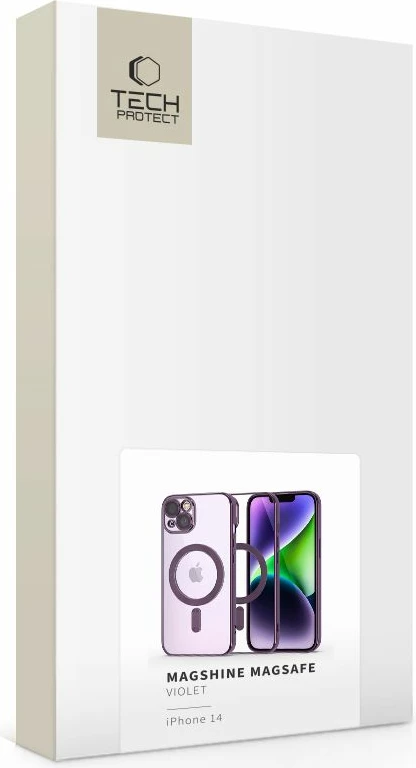 Ovitek za telefon MagSafe, prosojen/vijoličen, Tech-Protect MagShine Line za iPhone 14