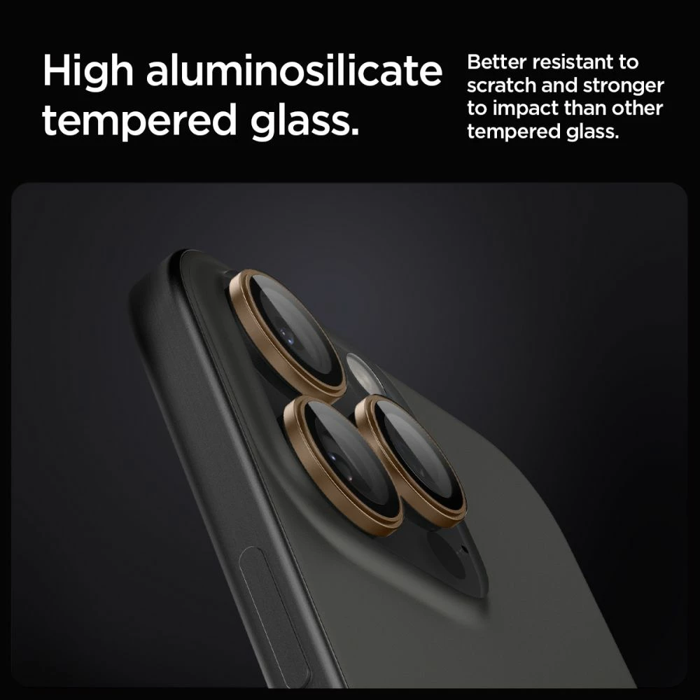 Zaščitno steklo za kamero Spigen Optik Pro GLAS.TR EZ FIT, za iPhone 13/14/15 Pro/Pro Max, rjavo, 2 kosa