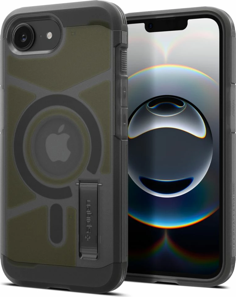 Zaščitni ovitek Tough Armor MagSafe za iPhone 16e, Spigen, siva/prosojna