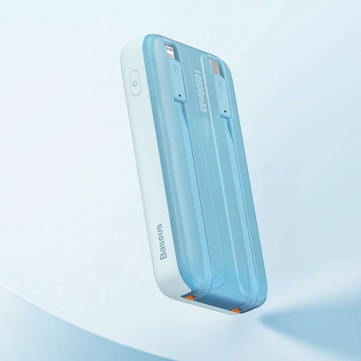 Powerbank, 10.000 mAh, 22,5 W, z zaslonom, USB-C/Lightning/USB-A, modra – Baseus Comet Series PPMD020003 + kabel USB-A na USB-C 0,3 m, bel