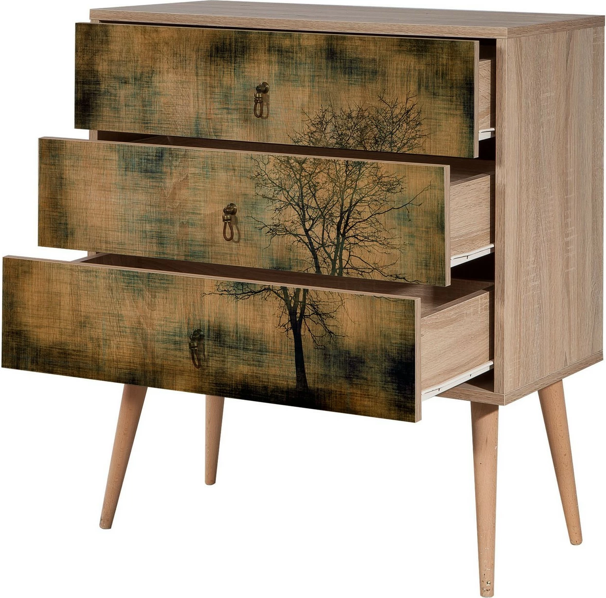 Komoda Trio, Lis Sonoma, 3 predala - Hanah Home