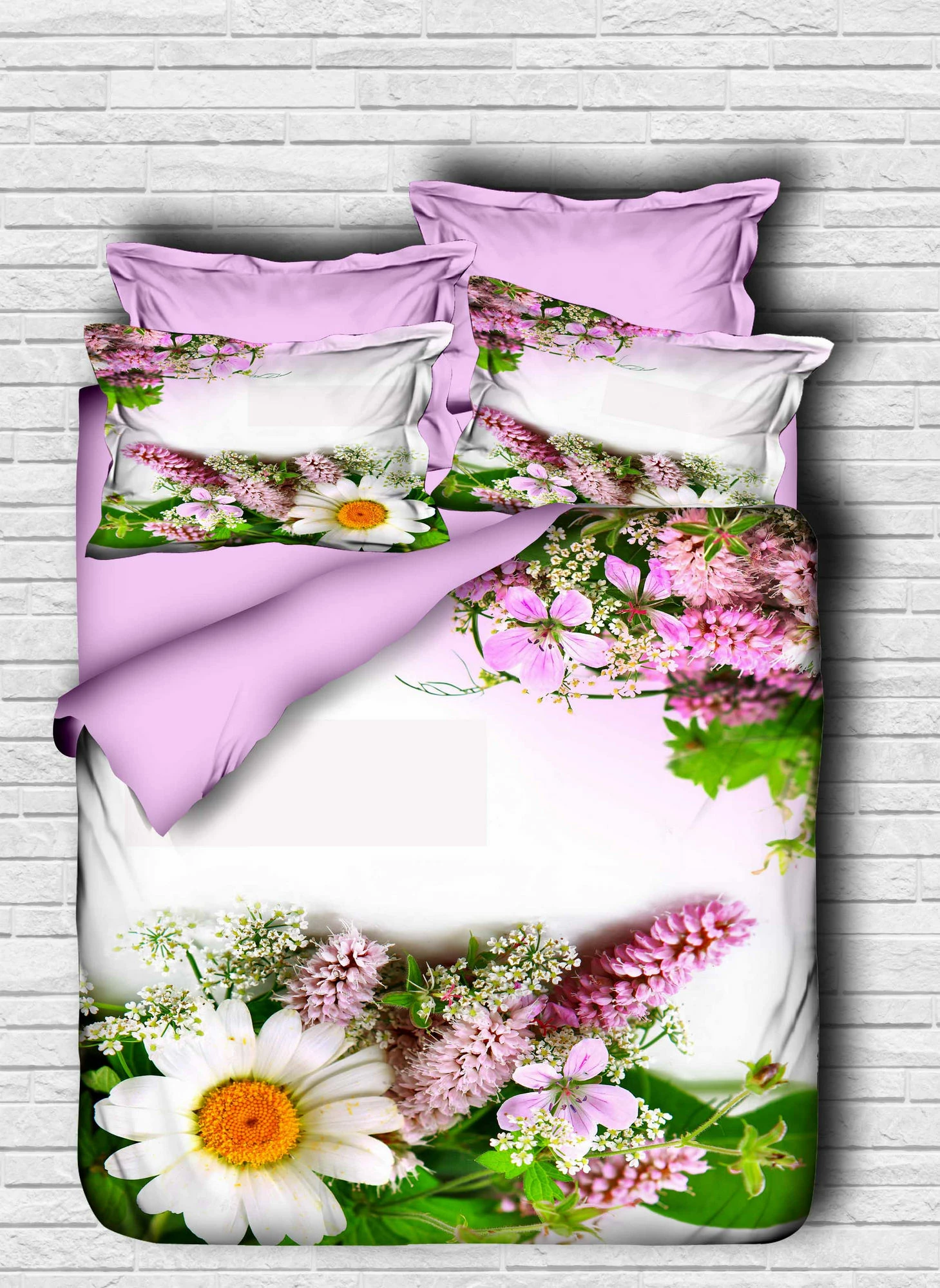 Prevleka za odejo king size, L'essentiel, 142, vijolična, bela, zelena