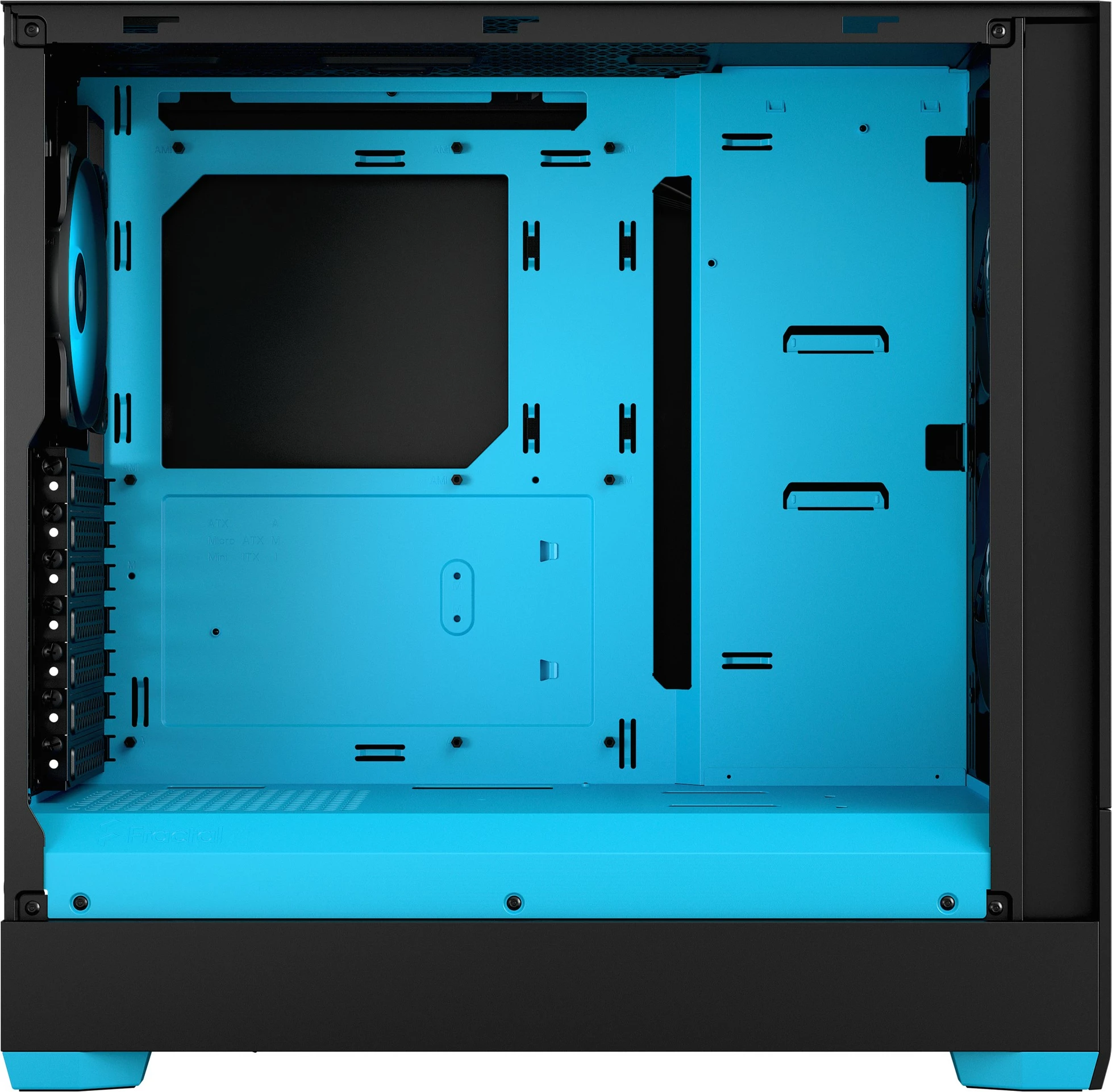 Ohišje Fractal Design Pop Air RGB Cyan Core TG Clear Tint, mid-tower, RGB, kaljeno steklo, črno/cijan