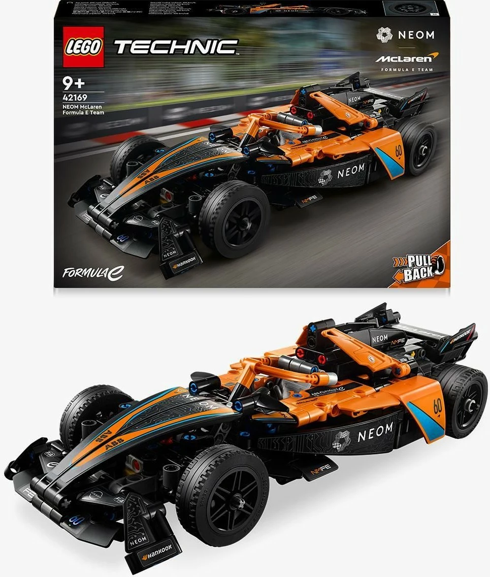 Set za gradnjo NEOM McLaren Formula E 42169, 452 kosov, pull-back, večbarven