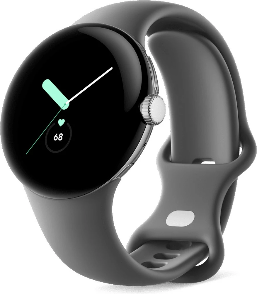 Pametna ura z zaslonom AMOLED, 32 GB, Wi‑Fi, GPS, Polished Silver/Charcoal - Google Pixel Watch