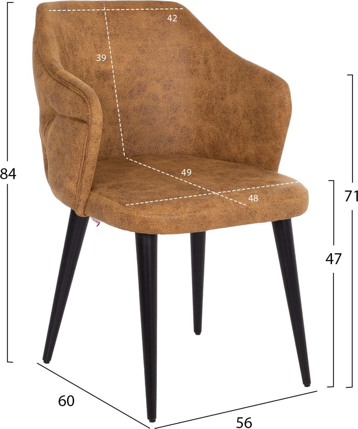 Profesionalni naslanjač Theresa FH9263.19 iz nubuk materiala v zlati barvi z lesenimi nogami 56x60x84Hcm, set 4 kosov