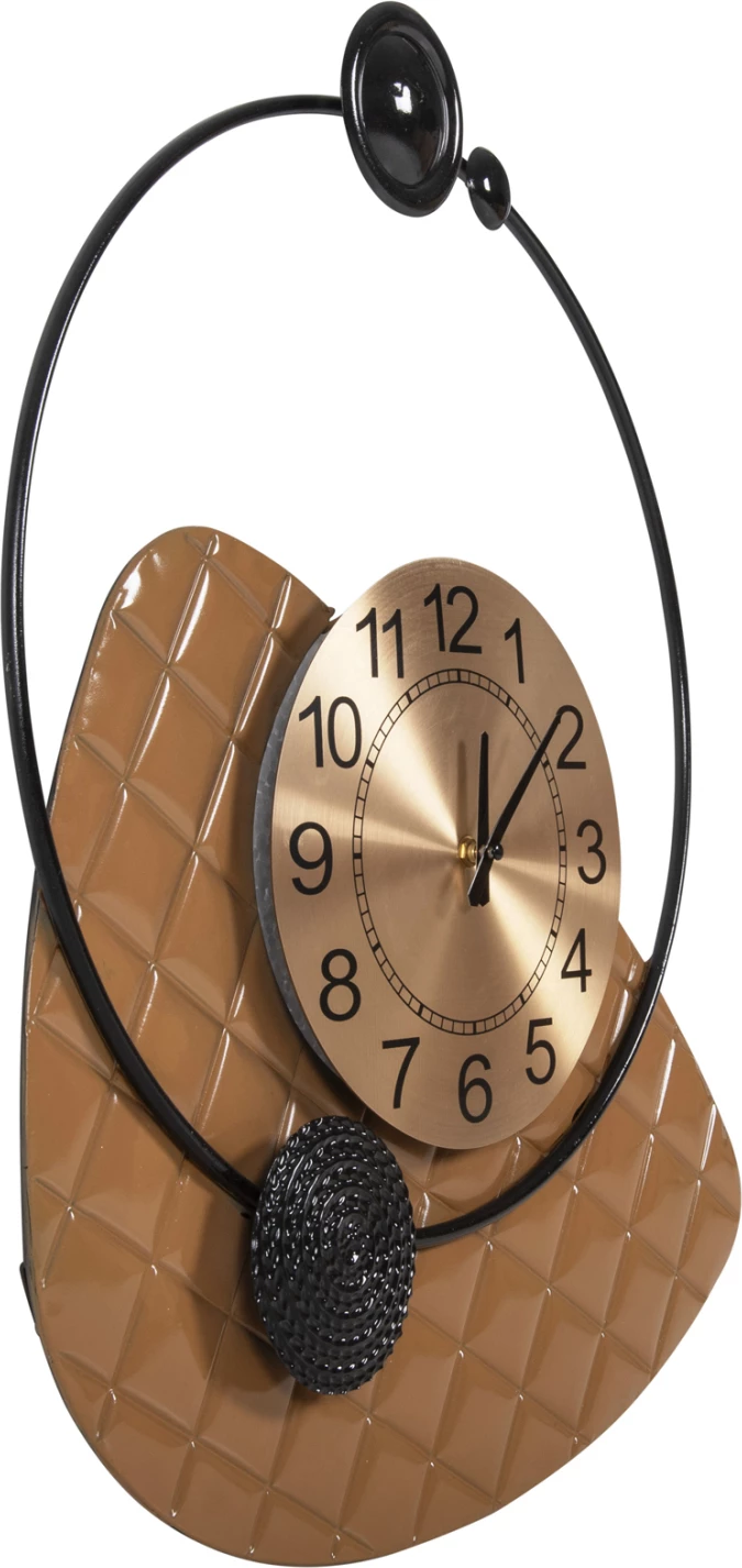Stenska ura FH4204 kovinska v zlati barvi s črnimi kazalci 50x63 cm