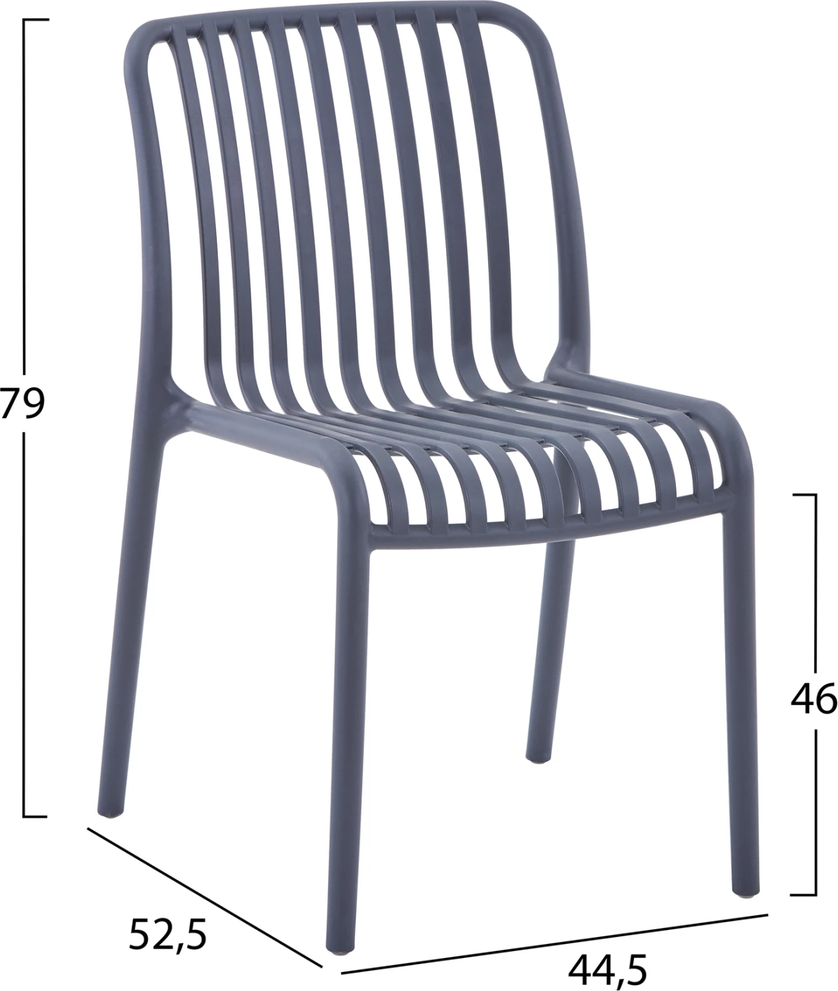 Stol za zunanjo uporabo CONVEE FH6104.03 iz polipropilena v sivi barvi 48x56x79H cm