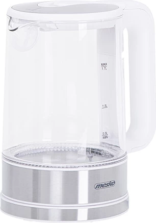 Električni čajnik iz stekla Mesko MS1301, 1,7 L, nadzor temperature, LED, bel
