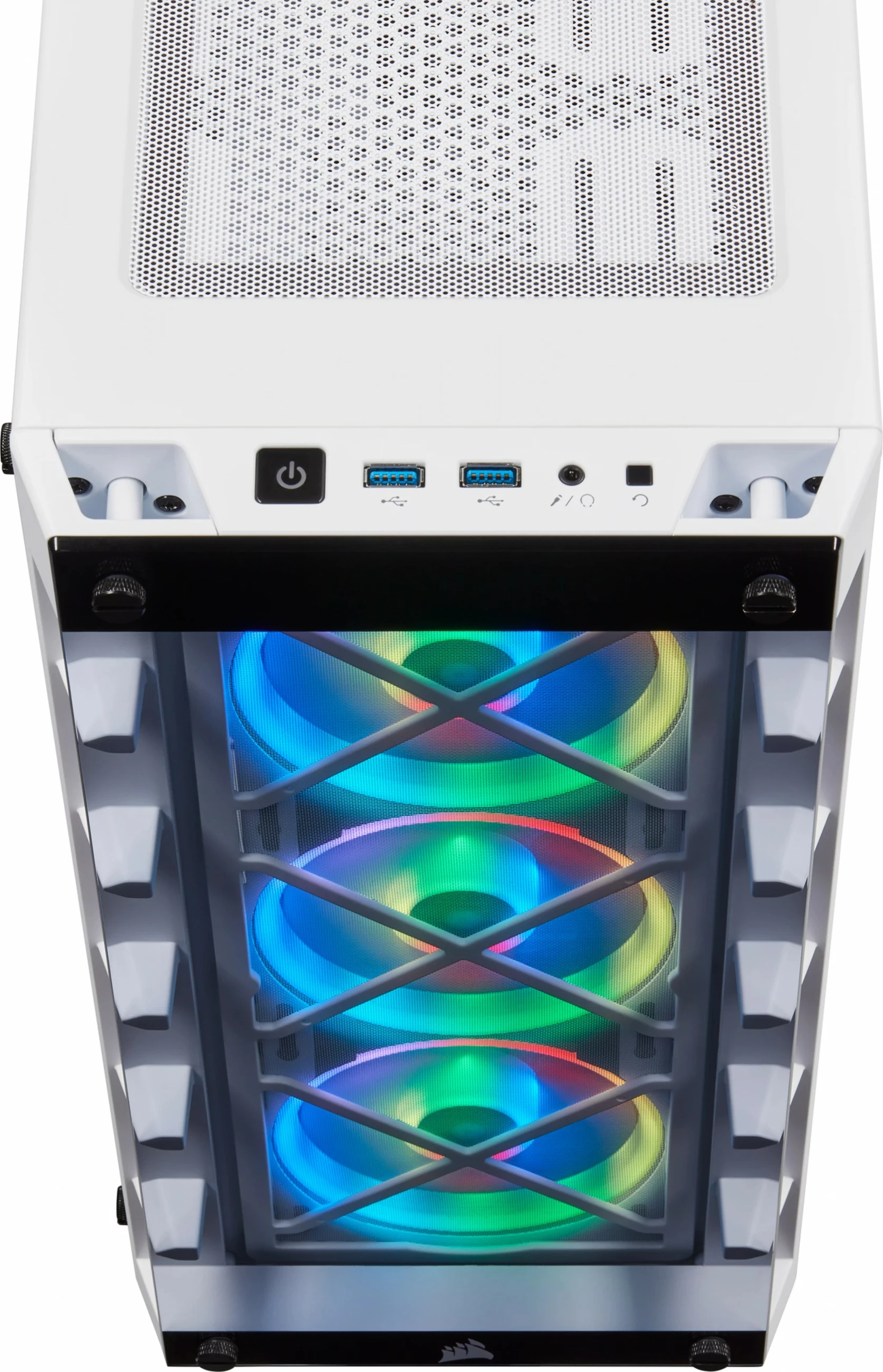 Računalniško ohišje Corsair Crystal 465X, midi tower, kaljeno steklo, RGB, belo