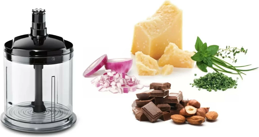 Ročni mešalnik, Bosch MSM67160, 750 W, z drobilnikom, mešalnikom in posodo za mešanje, črn