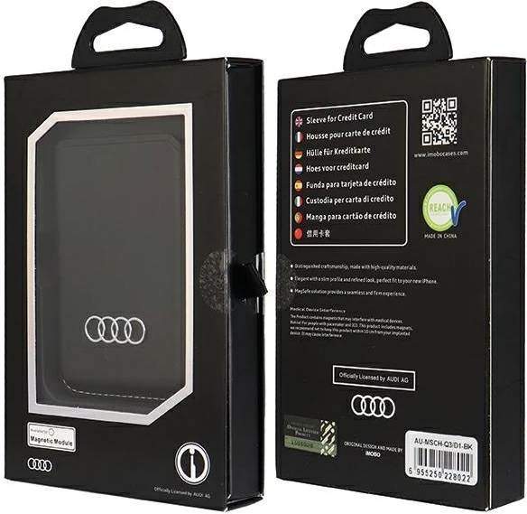 Ovitek iz sintetičnega usnja z magnetom MagSafe za iPhone, črn — Audi