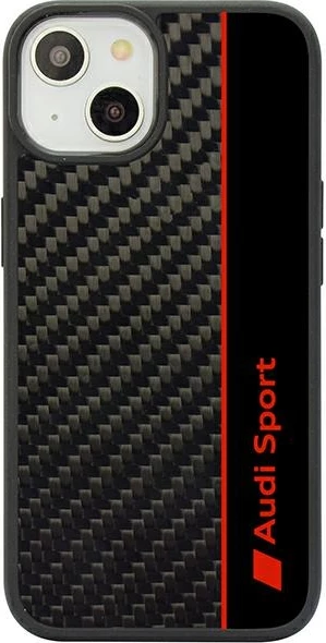 Ovitek z ogljikovim videzom Audi Carbon Fiber Stripe za iPhone 14 6,1", črn