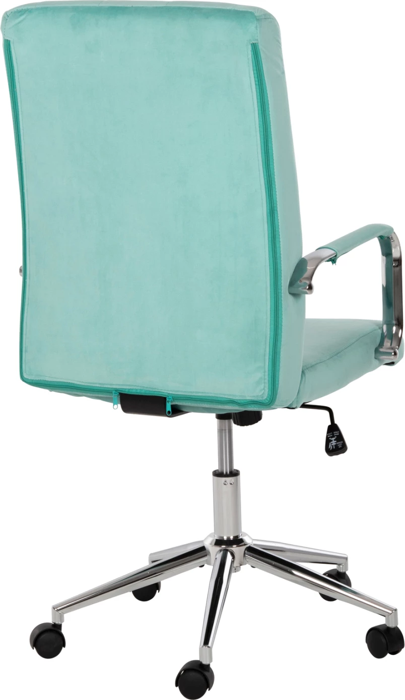 Pisarniški stol JOSEF FH1181.08 iz žametne tkanine v mint barvi z inox podnožjem 58x61x105-113H cm