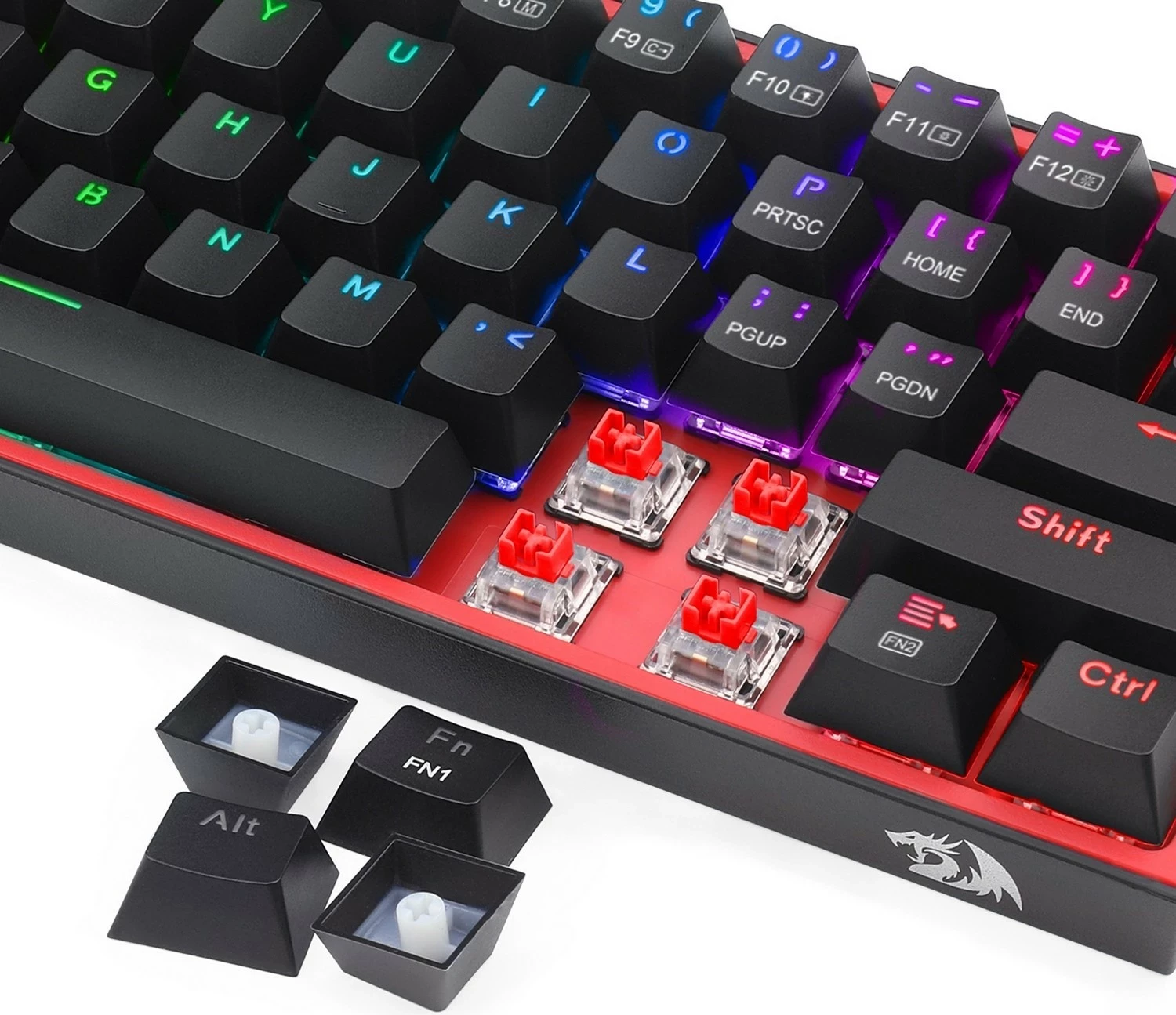 Mekani igralni/uradni RGB brezžični/žični tipkovnica Redragon K616 Fizz PRO, Red switch, črna