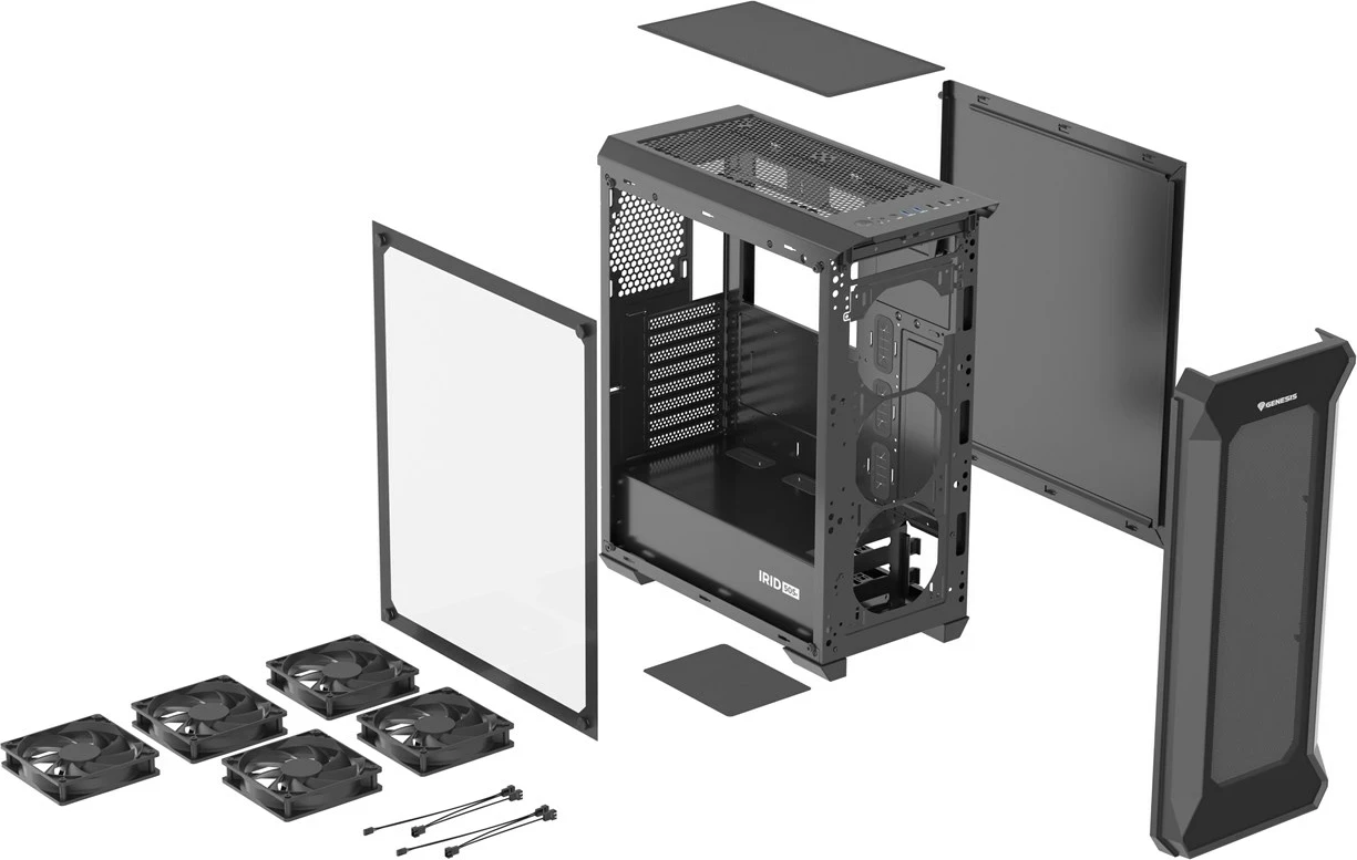Midi tower ohišje GENESIS Irid 505F, črno