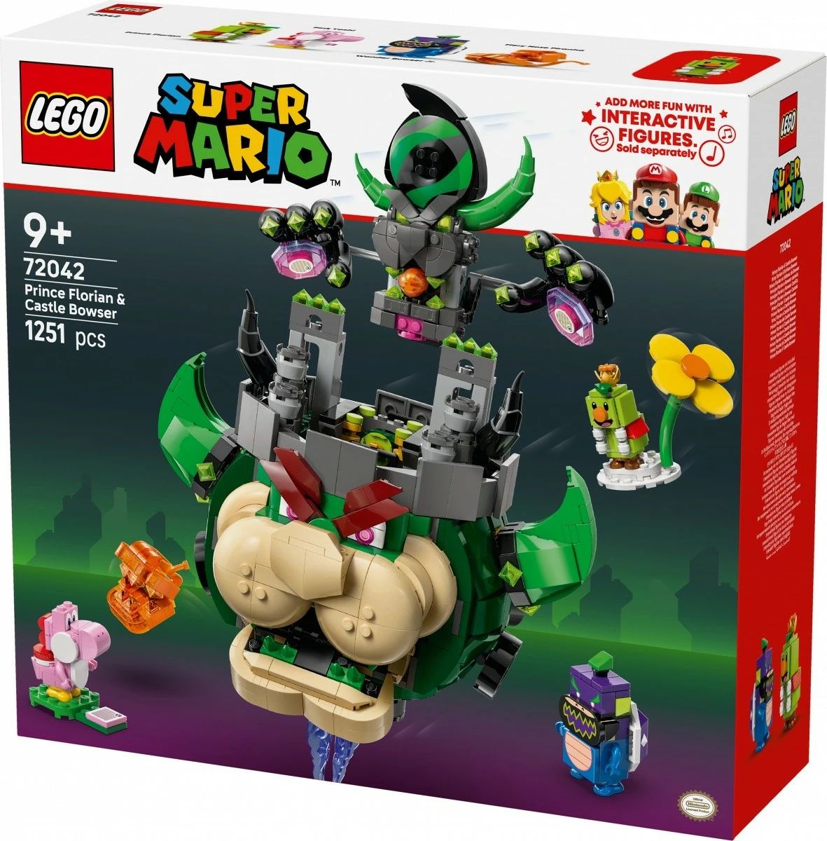 Igralni komplet z gradom in figuricami LEGO Super Mario 72042 Prince Florian in Castle Bowser, 1251 kosov