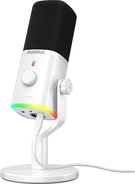 Dinamični kardioidni mikrofon, Maono PD100X, XLR/USB-C, bel