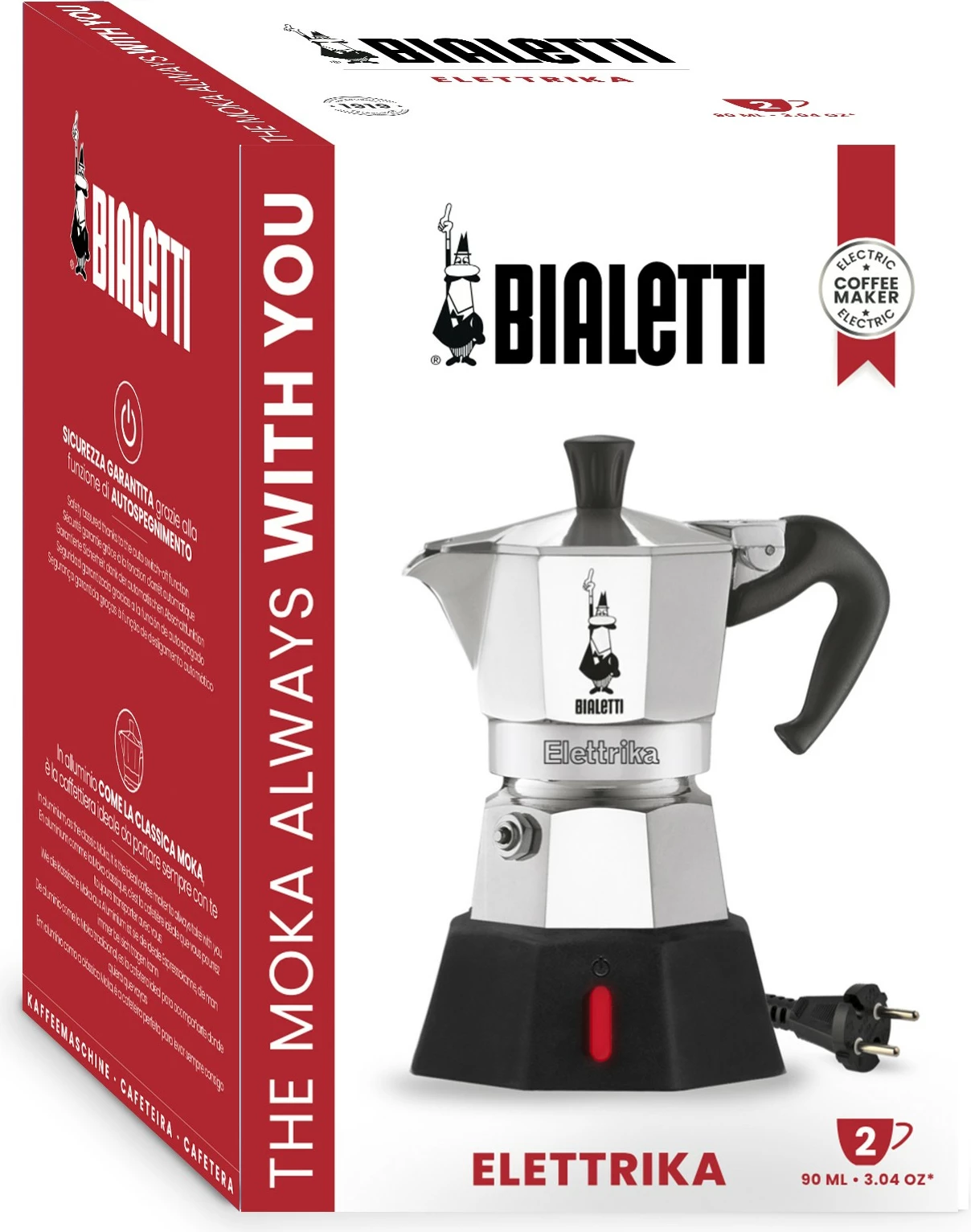 Električna moka za 2 skodelici Bialetti Mokka-Elettrika, alumin, črna
