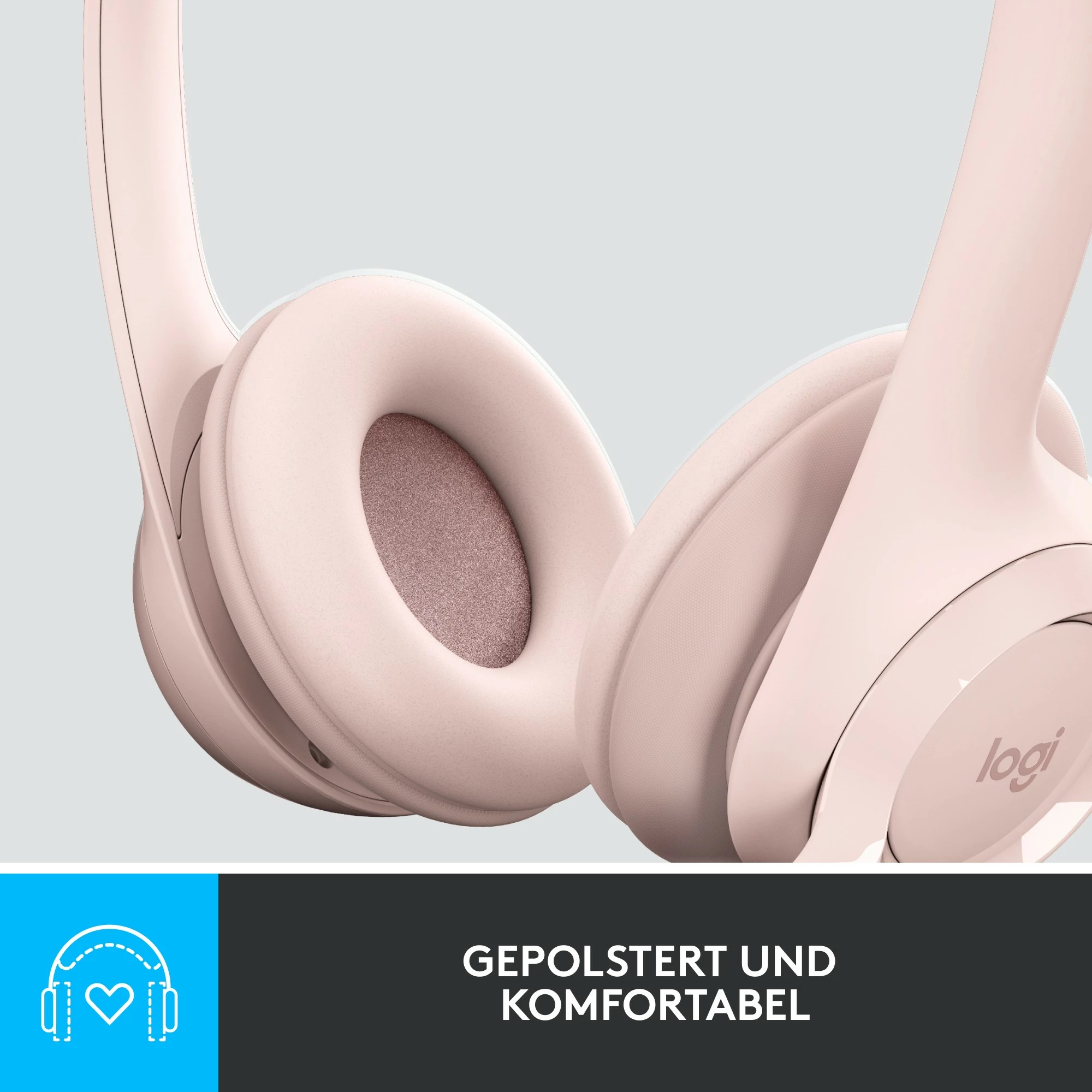 Kabelske slušalke z mikrofonom, Logitech H390, USB-A, roza