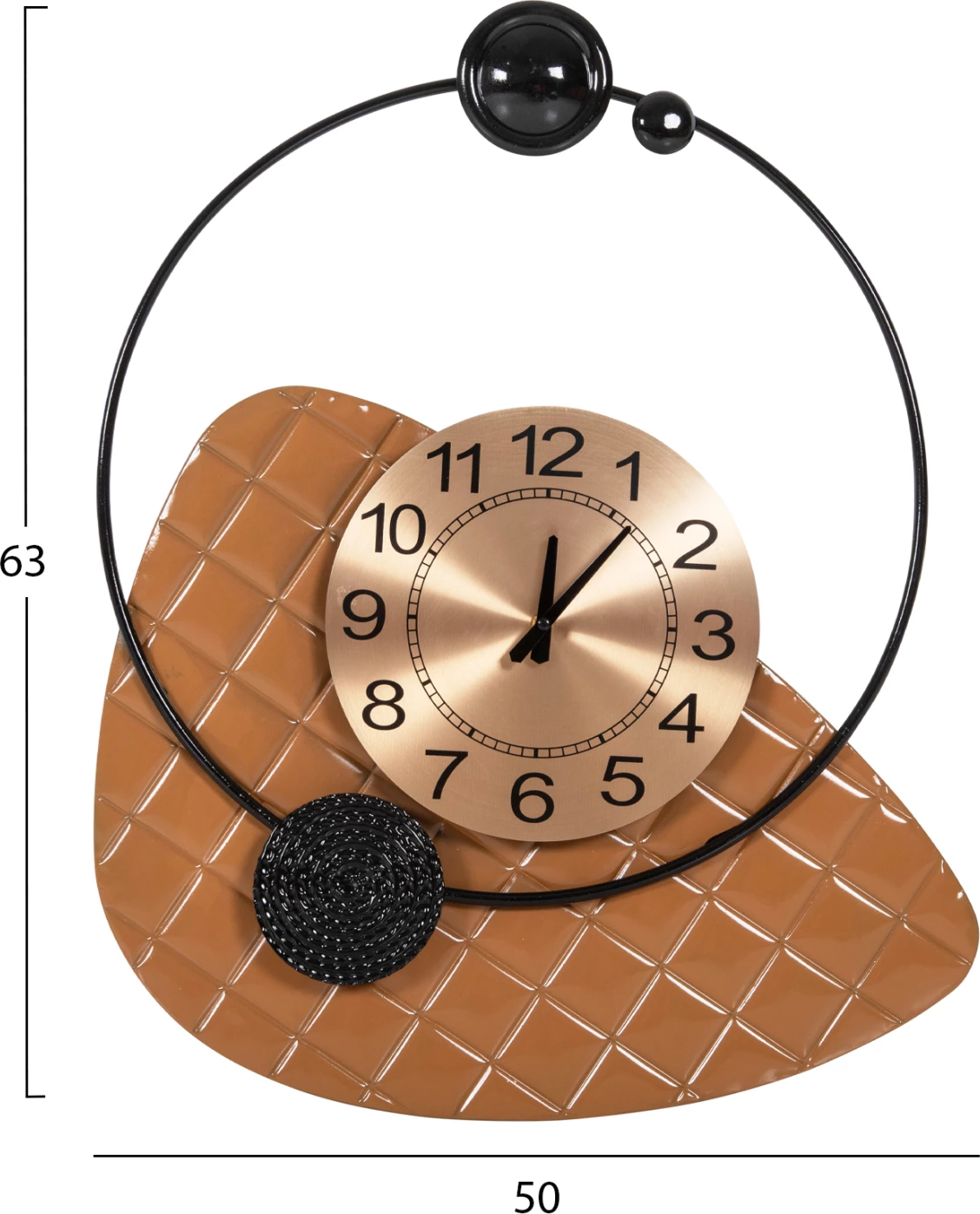Stenska ura FH4204 kovinska v zlati barvi s črnimi kazalci 50x63 cm