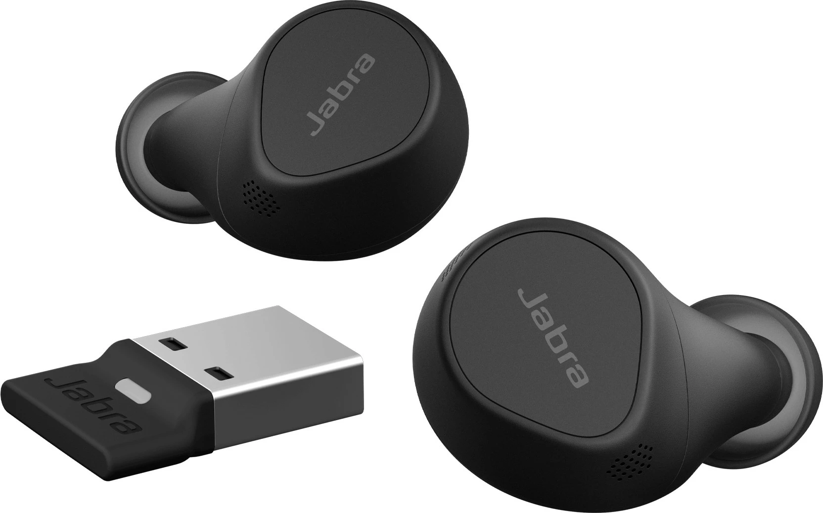 Kakovostne TWS slušalke za klice in glasbo Jabra Evolve2 Buds, USB-A UC, 5,4 g, črne