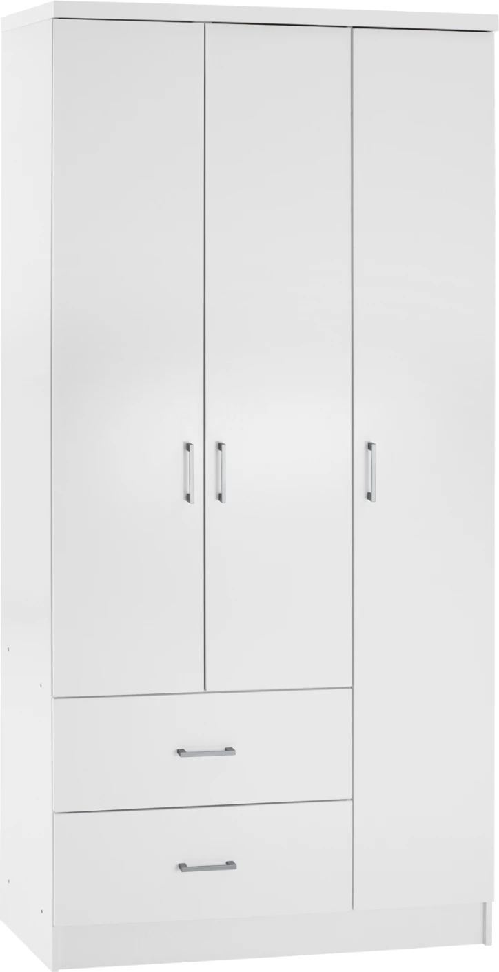 Garderobna omara s 3 vrati in 2 predaloma FH340.05 v beli barvi 89x42,5x181 cm