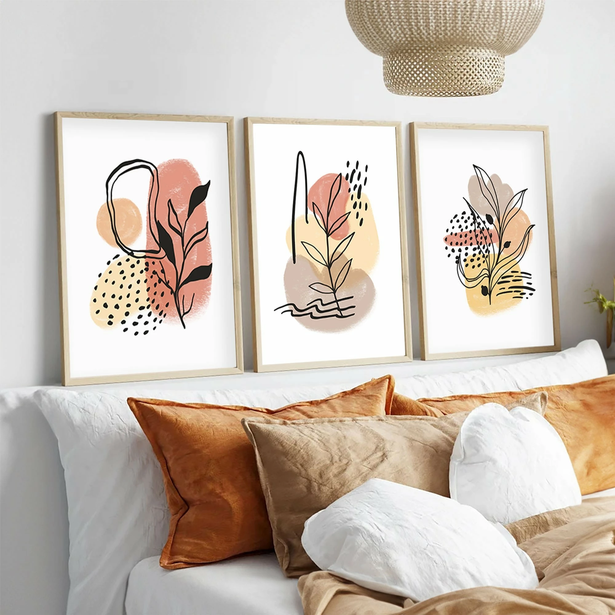 Dekorativna slika s okvirjem, MDF, večbarvna, komplet 3 kosov, Wallity Huhu226, 50 x 70 cm