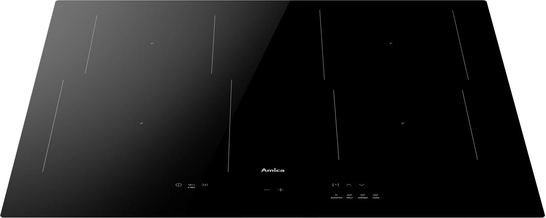 Indukcijska plošča 3.0 Amica PIM6540PHTUN, 4 kuhališča, črna