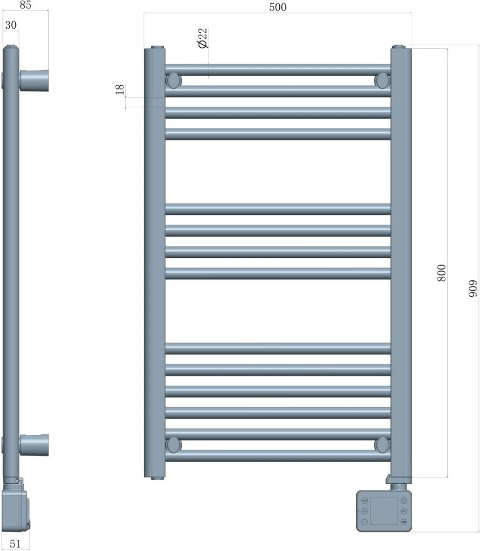 Električni kopalniški radiator z LED, Adler AD 7824, 600 W, 50×90 cm, 24-urni timer, IP24, bel