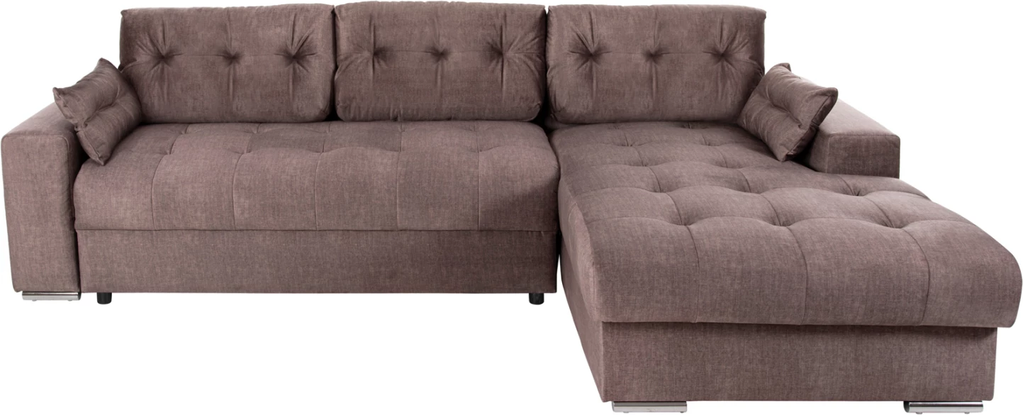 Kotna zofa-postelja s shranjevalnim prostorom CLANCY FH3281.03R rjava tkanina 308x181x92H cm
