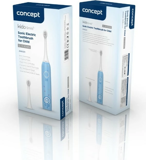Električna zobna ščetka za otroke, Concept KIDO SMILE ZK6020, modra, 4 glave