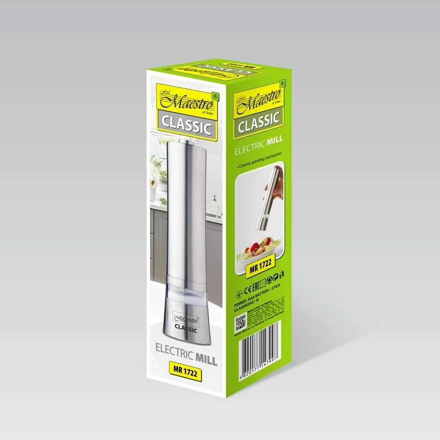 Električni mlinček za začimbe Maestro MR-1722, inox, srebrn