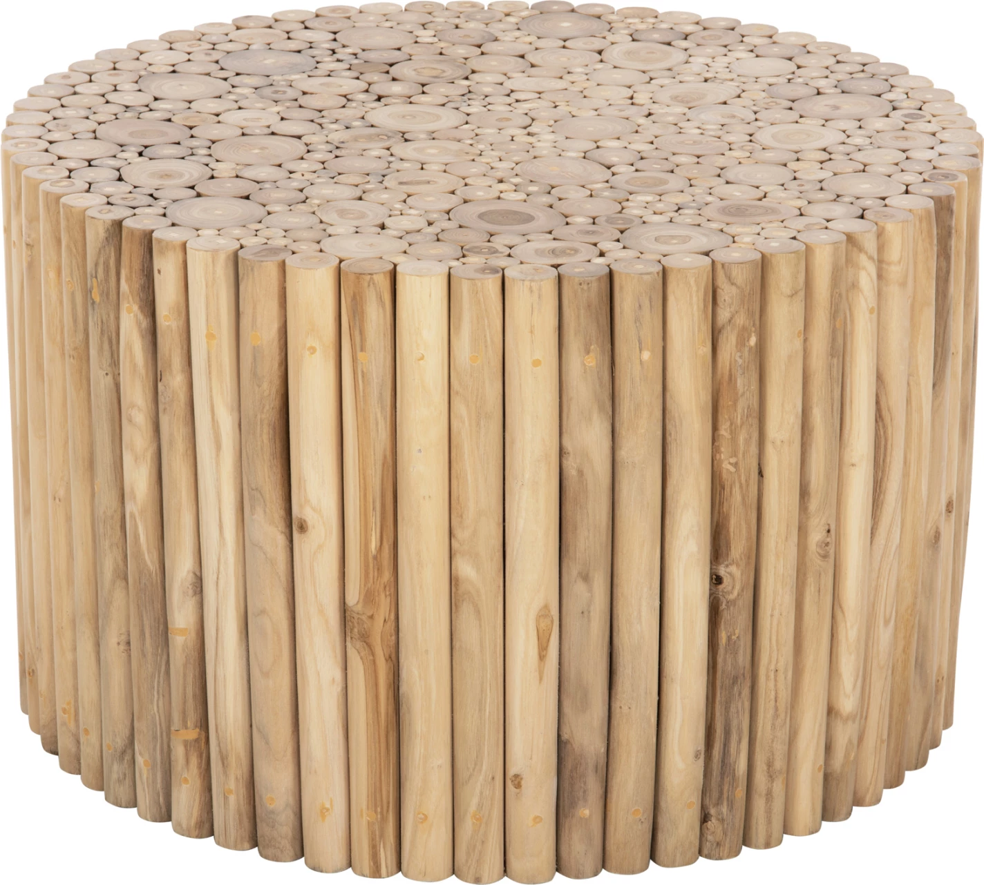 Okrogla klubska miza COOTER FH9863 iz vej TEAK - NARAVNA Φ80x50Hcm