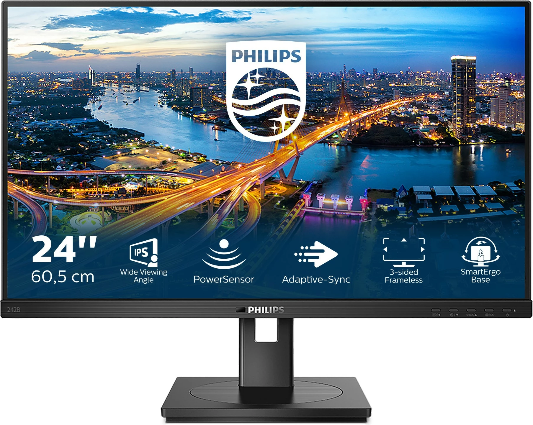 Monitor 23,8'' (60,5 cm), 16:9, DVI+HDMI+DP+USB, spletna kamera, črn - Philips 242B1