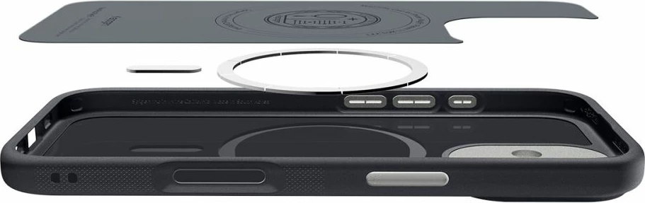 Ovitek Spigen Nano Pop MagSafe za iPhone 17, z integriranim MagSafe, poliuretan, črn