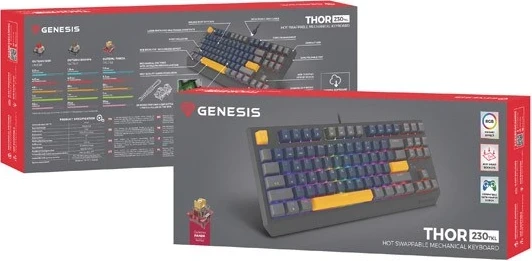 Mehanična tipkovnica Genesis Thor 230 TKL, RGB, Outemu Panda, mornarsko modra