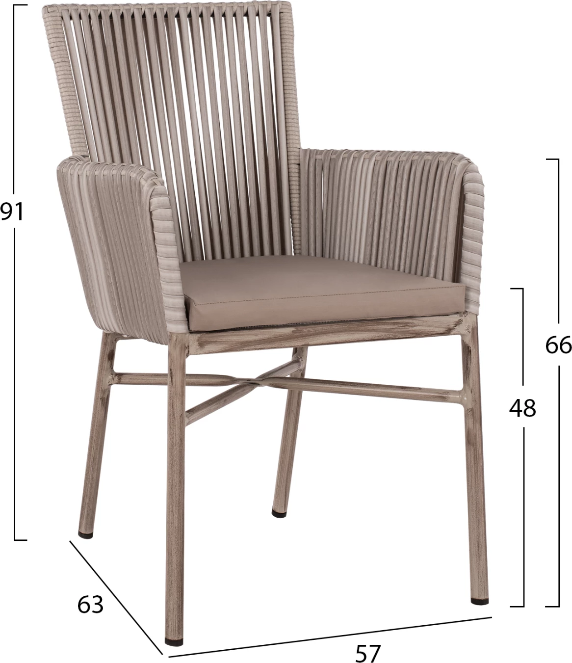 Aluminijasti naslanjač FH5298.03 svetlo siva z blazino 57x63x91cm