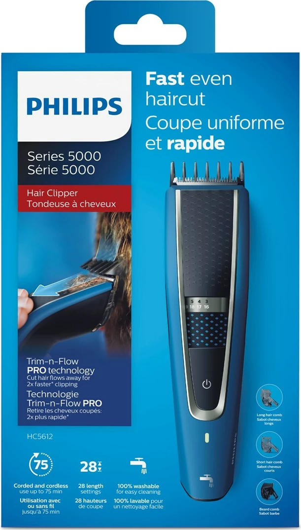 Philips 5000 series HC5612/15 hair trimmers/clipper Black, Blue