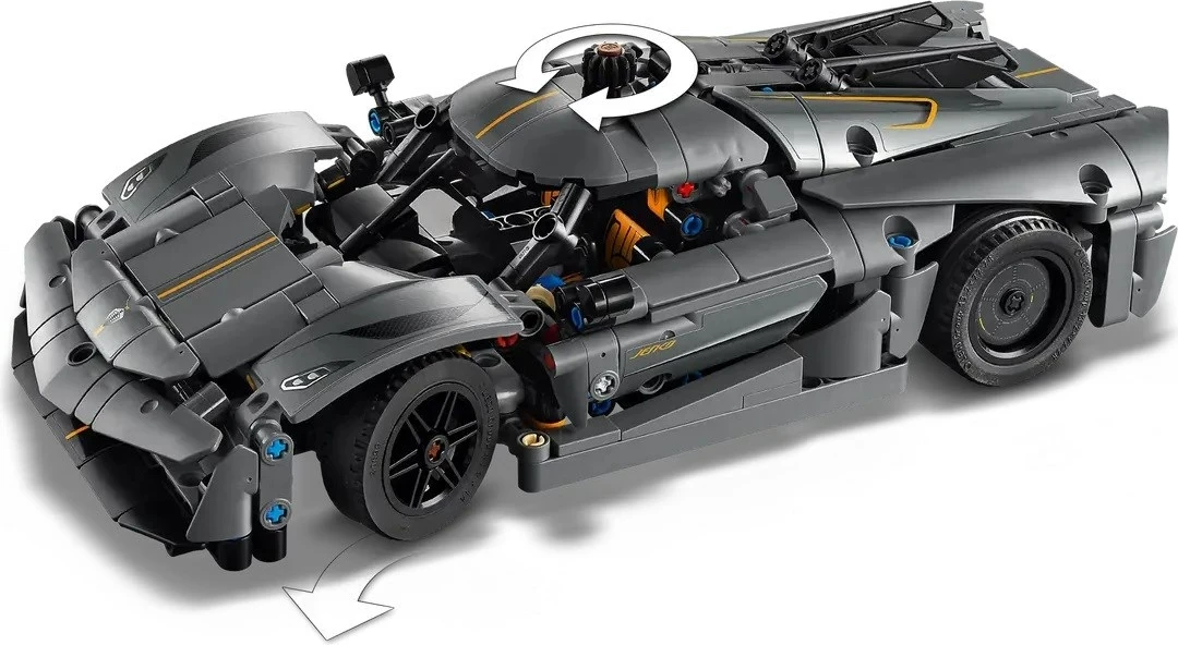 Detajiran model Koenigsegg Jesko, LEGO Technic 42173, Absolute Grey Hypercar