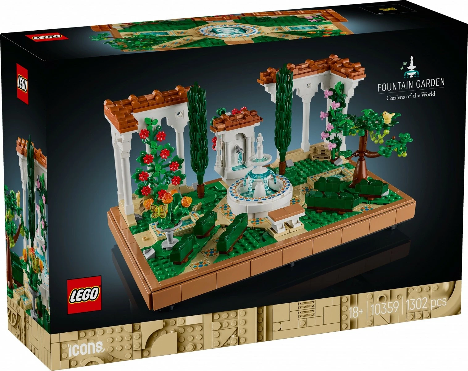 Komplet za sestavljanje vrtni vodnjak LEGO Icons 10359 Garden Fountain, 1302 delov, plastika